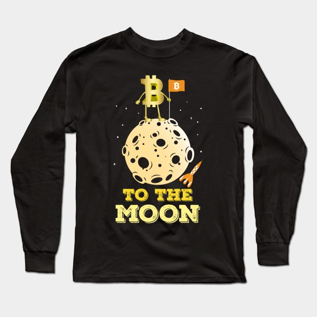 Bitcoin To The Moon Long Sleeve T-Shirt by My Crypto Design